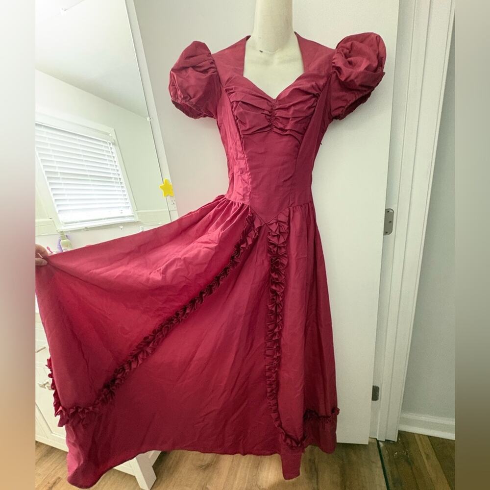 40s tafetta sweetheart maxi dress